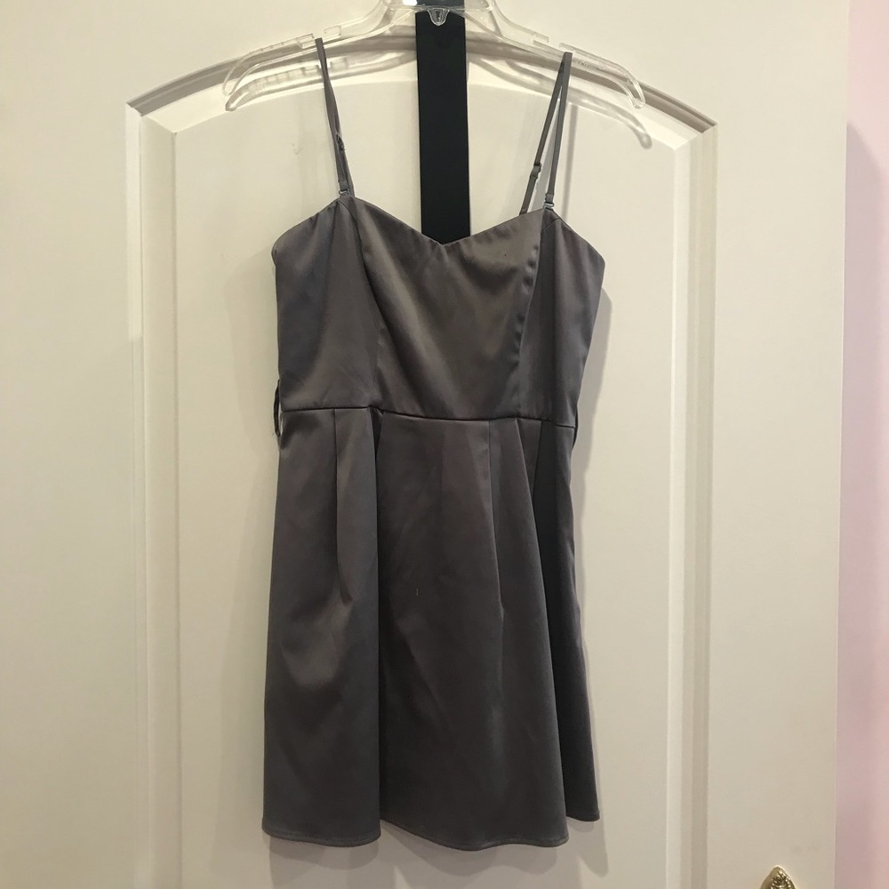 Grey strapless cocktail dress